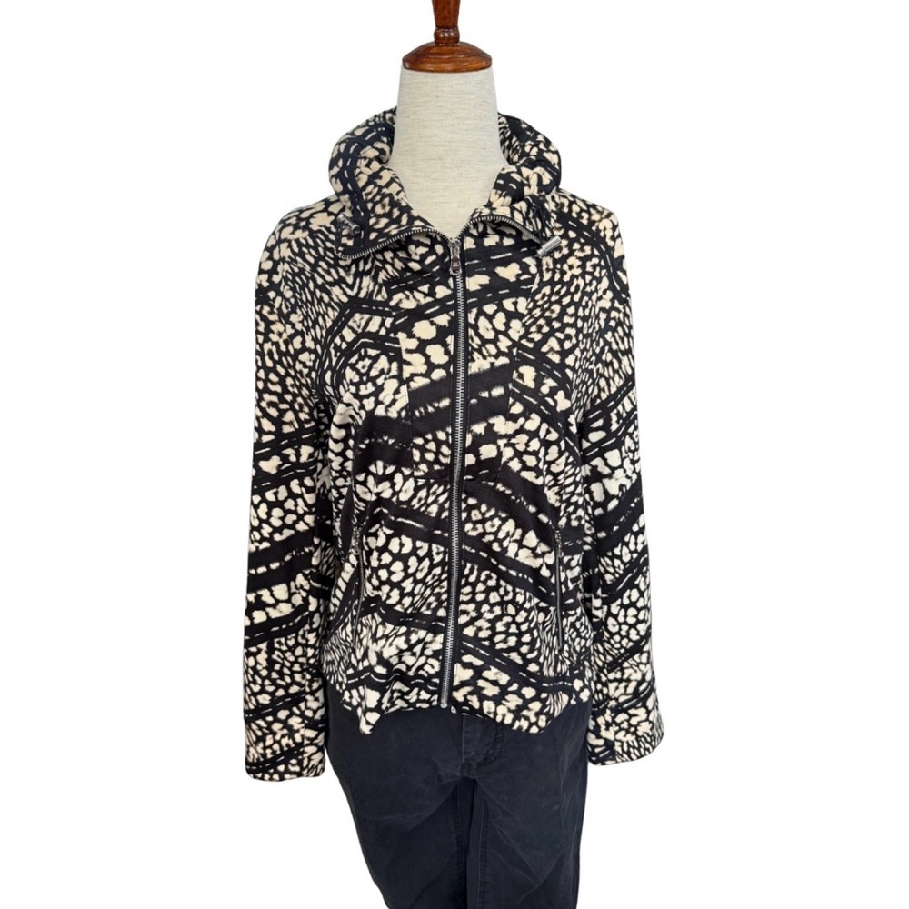 Animal Print Funnel Neck Jacket Chevron
Overlay Zip Up Stretch Moto‎ Style